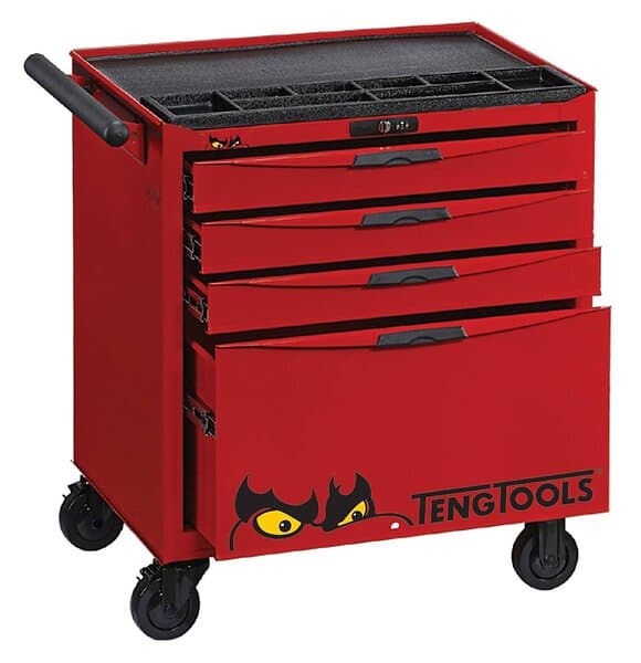 Teng Tools Tool Trolley TCW804N 4 drawers, röd