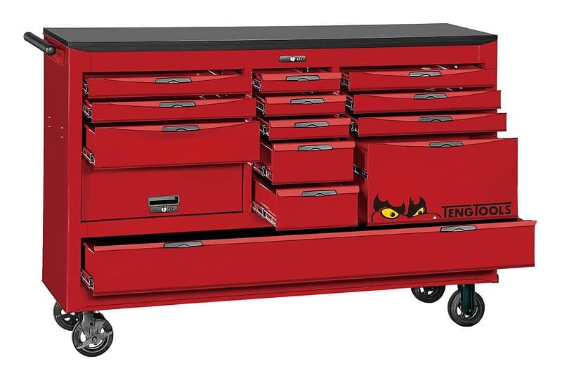 Teng Tools Tool Trolley TCW814N 13 drawers, extra bred, röd