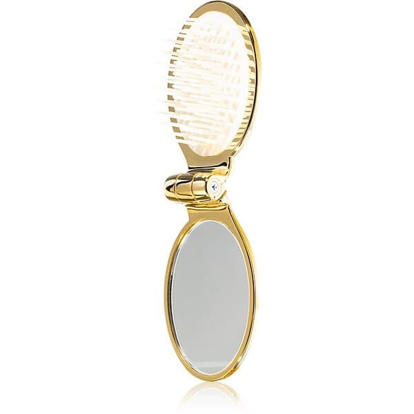 Janeke Gold Line Golden Folding Hair-Brush with Mirror Hårkam med spegel 9.5 x 5