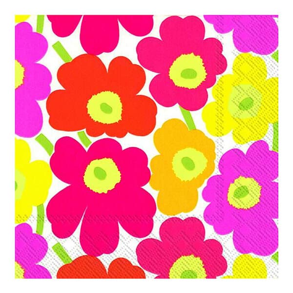 Marimekko Servett Unikko 33x33 cm Lyserød/Gul