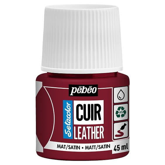 Pebeo Cuir Leather 45ml läderfärg – Mörkröd, matt satin-finish