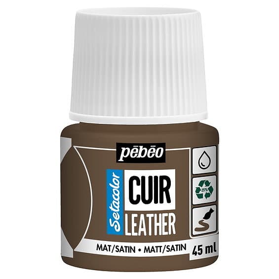 Pebeo Cuir Leather 45ml läderfärg – Brun, matt satin-finish