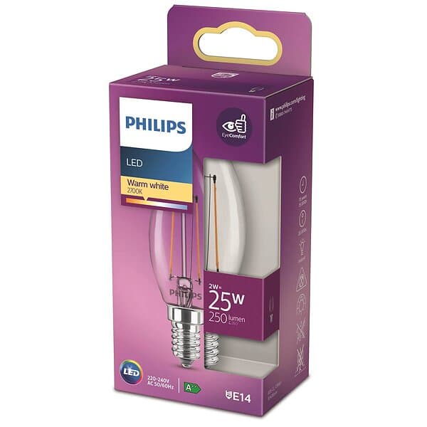 Philips LED Classic 25w kron e14 klar