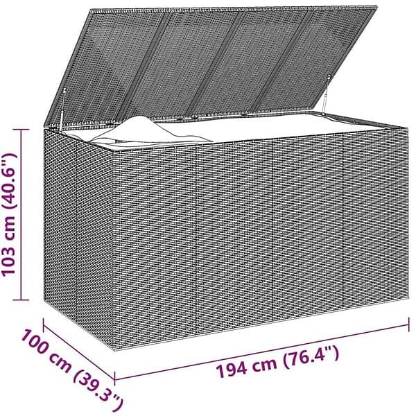 vidaXL Dynbox PE-rotting 194x100x103 cm svart 317232