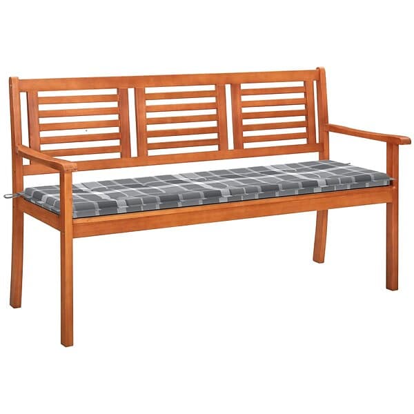 vidaXL Trädgårdsbench 3-sits med dyna 150 cm massivt eukalyptusträ 3061010