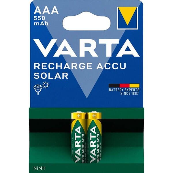 Varta 1.2V Aaa 550Mah Ni-Mh Laddbart Solar 2-Pack