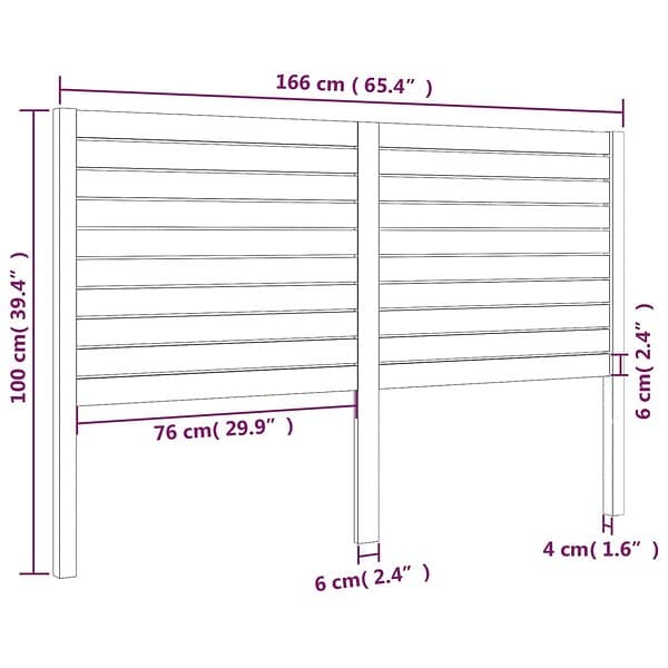 vidaXL Sengegavl grå 166x4x100 cm massiv furu 819032