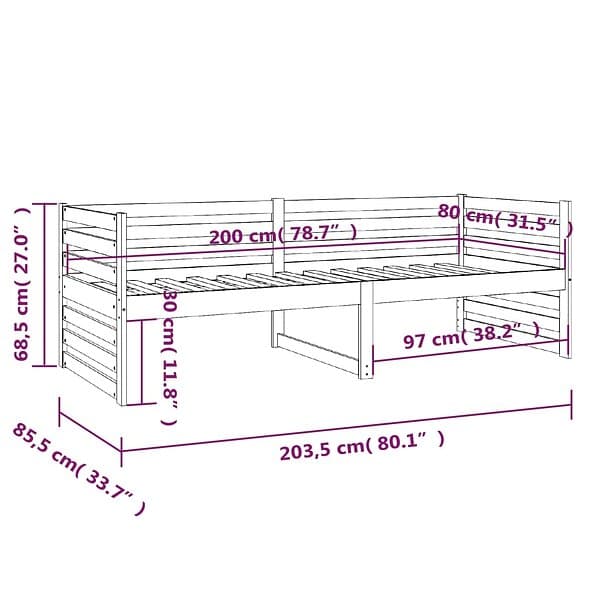 vidaXL Dagbädd 80x200 cm massiv furu 814689