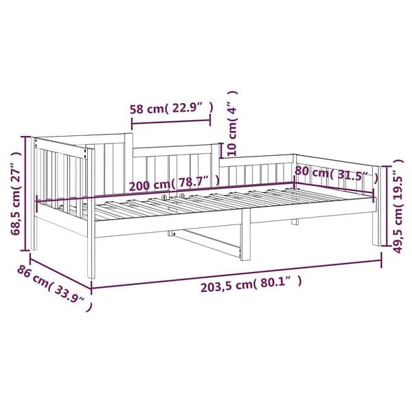 vidaXL Dagbädd vit 80x200 cm massiv furu 820722