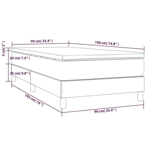 vidaXL Mattress base med madrass blå 90x190 cm tyg 3144141