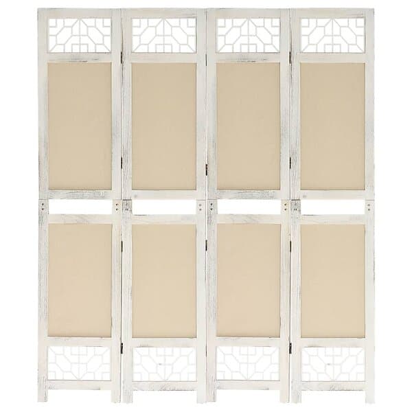 vidaXL 338559 4-Panel Room Divider Cream 140x165 cm Fabric