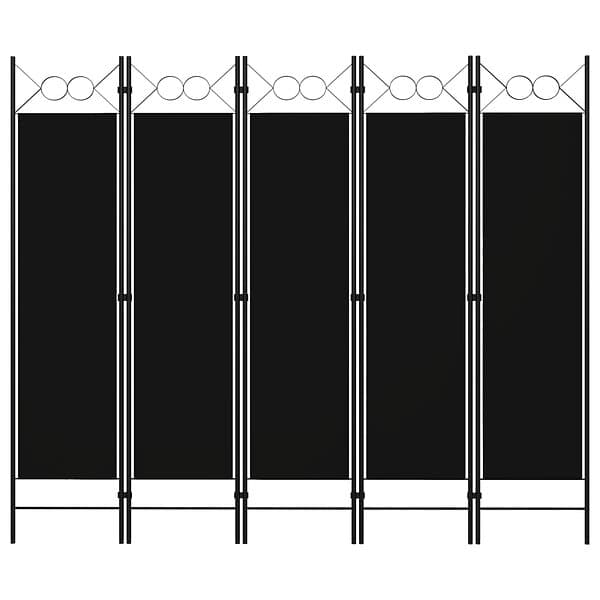 vidaXL Rumsavdelare 5 paneler svart 200x180 cm 320710