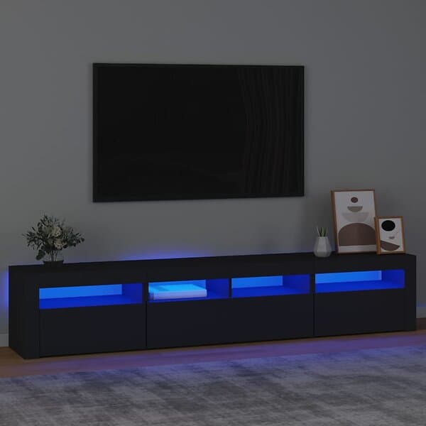 vidaXL TV-bænk med LED-belysning svart 210x35x40 cm 3152731