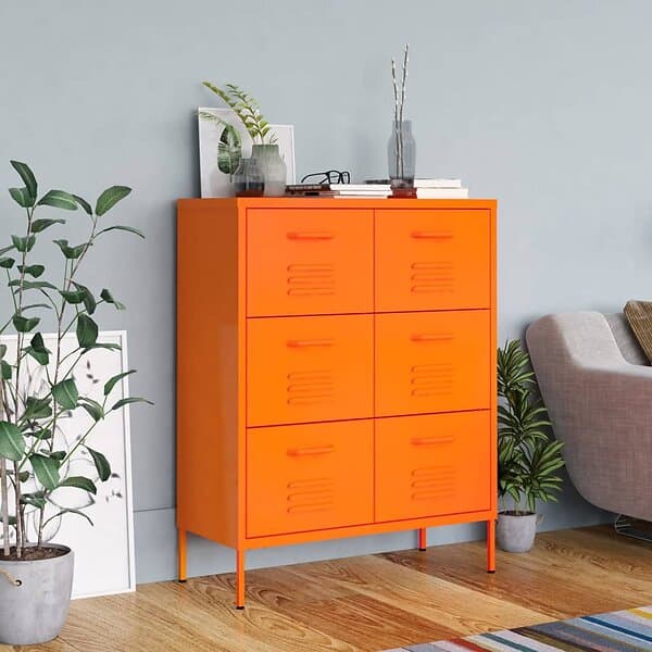 vidaXL Byrå orange 80x35x101.5 cm stål 336147