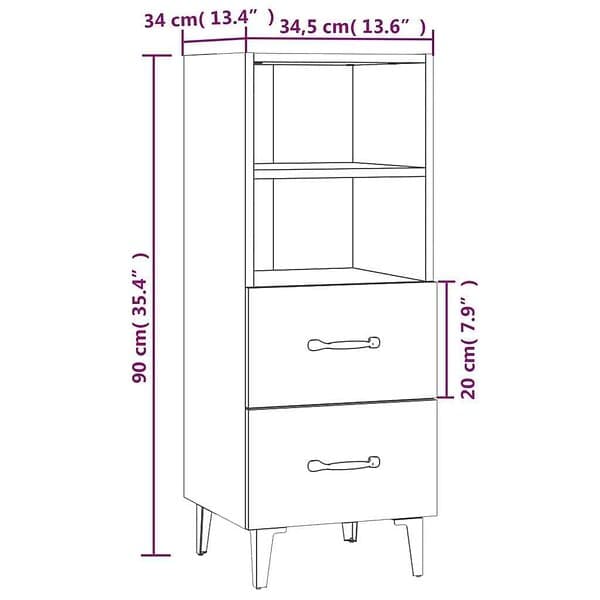 vidaXL Byrå betonggrå 34.5x34x90 cm konstruerat trä 812370