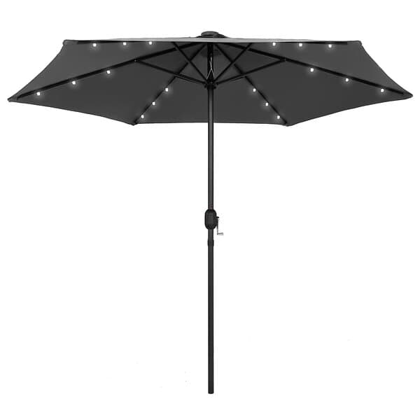 vidaXL Parasoll med LED-lampor och aluminiumstång 270 cm antracit 47354