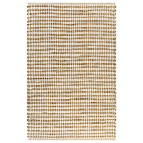 vidaXL Matta handvävd jute 120x180 cm beige och vit