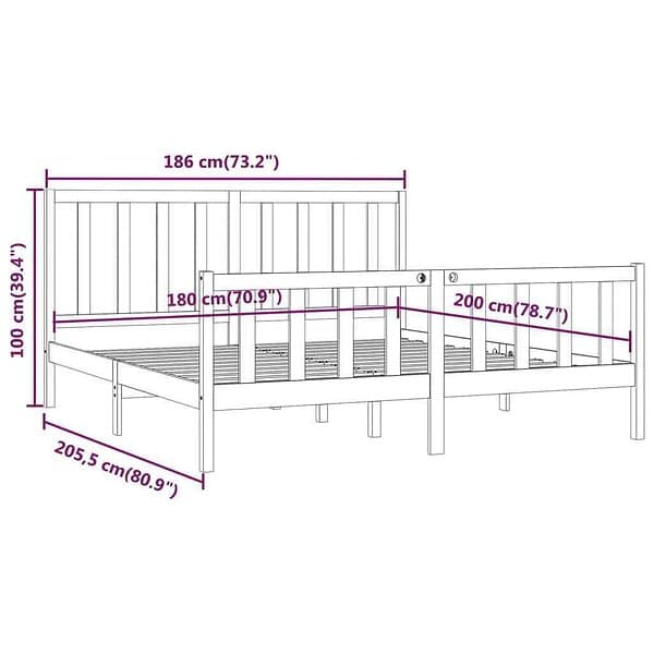 vidaXL Seng Ramme honungsbrun massivt trä 180x200 cm 3106851