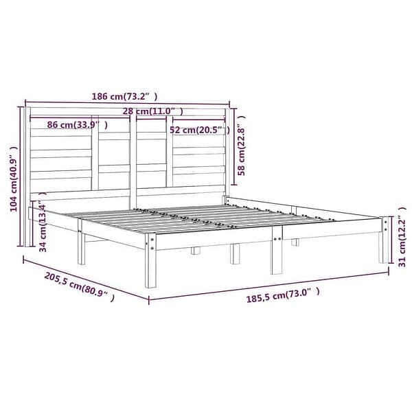 vidaXL Seng Ramme svart massivt trä 180x200 cm 3105814