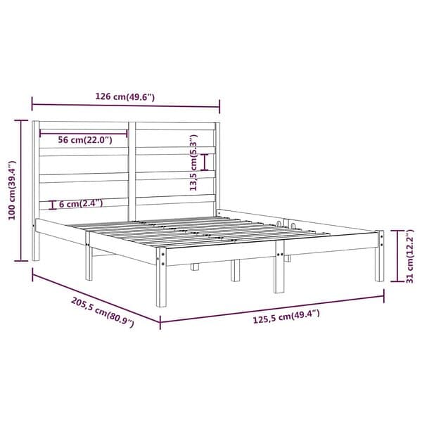 vidaXL Seng Ramme vit massiv furu 120x200 cm enkelsäng 3104929