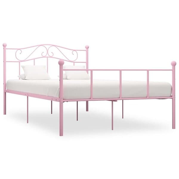 vidaXL Seng Ramme rosa metall 140x200 cm 284540