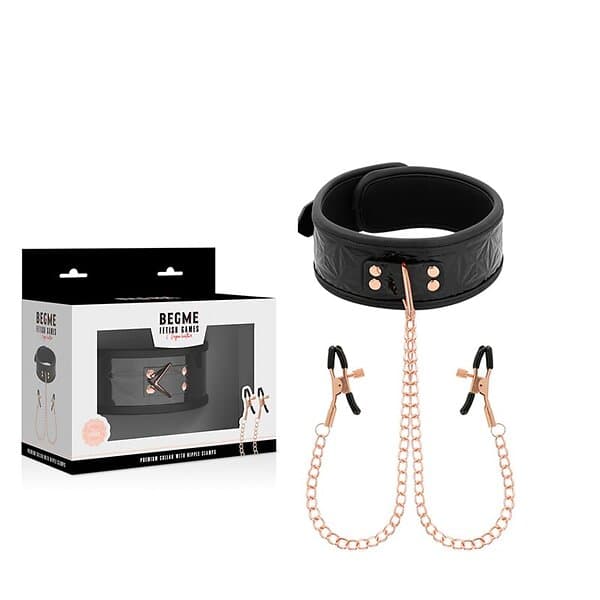 Black Begme edition collar with nipple clamps