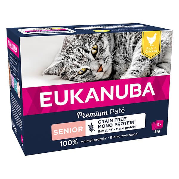 Eukanuba Grain Free Senior Chicken Paté Mono Kattfoder 12 x 85g