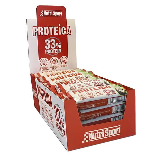 Nutrisport 33% Protein 44gr Protein Bars Box Coconut 24 Units Flerfärgad