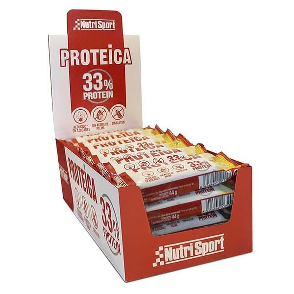 Nutrisport 33% Protein 44gr Protein Bars Box Banana 24 Units Flerfärgad