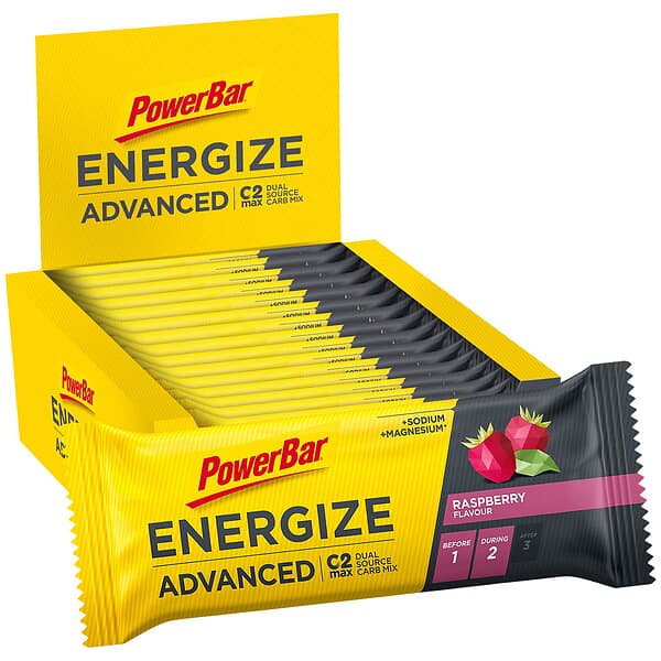 PowerBar Energize Advanced 55g 15 Units Raspberry Energy Bars Box Gul