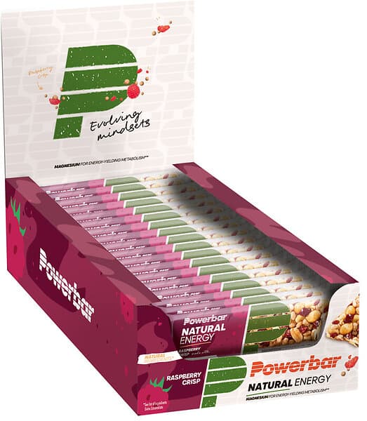 PowerBar Natural Energy 40g 18 Units Raspberry Crisp Energy Bars Box Guld