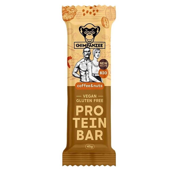 Chimpanzee Bio 45g 20 Units Coffe & Nuts Protein Bars Box Guld