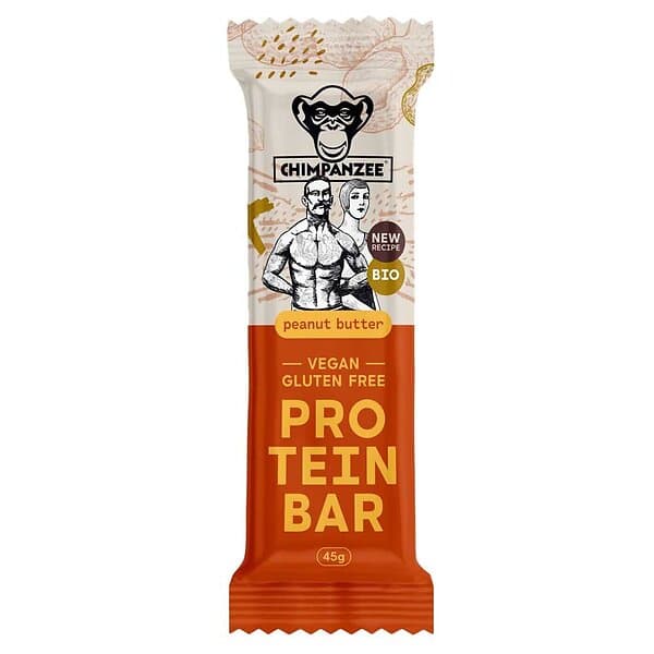 Chimpanzee Bio 45g 20 Units Peanut Butter Protein Bars Box Guld