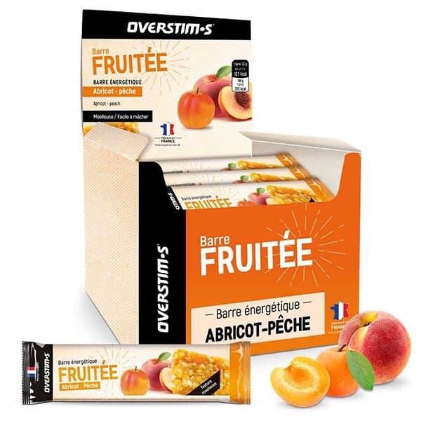 Overstims 30g Fruit Apricot Peach Energy Bars Box 35 Units Silver