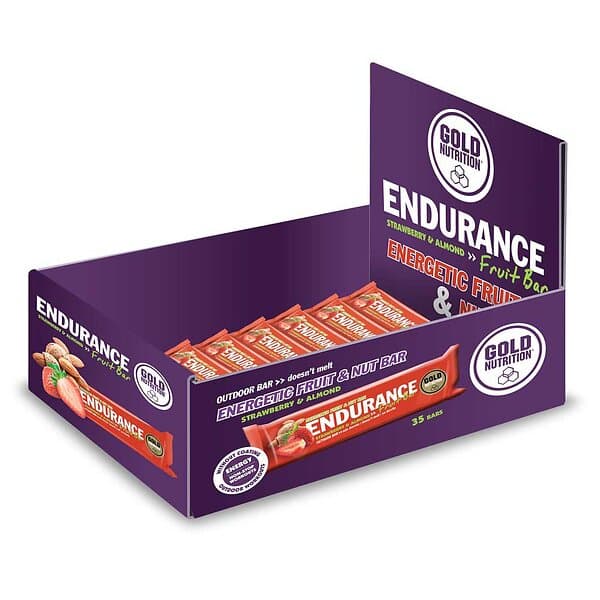 Gold Nutrition Endurance Fruit 40g 15 Units Strawberry And Almond Röd