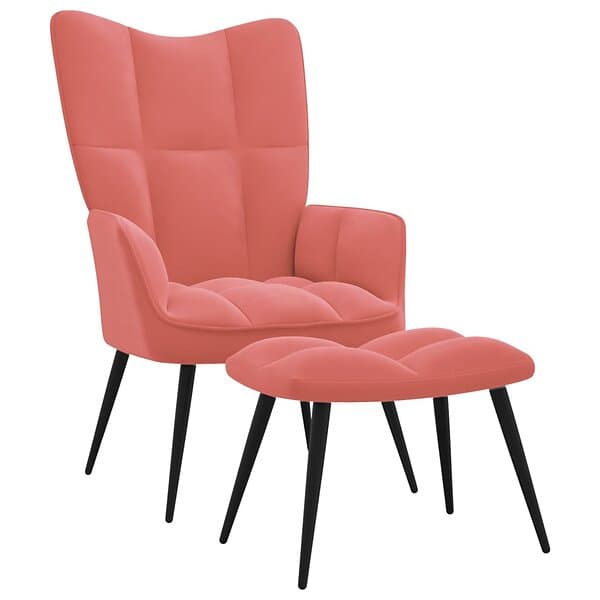 vidaXL Vilstol med fotpall rosa sammet 328088