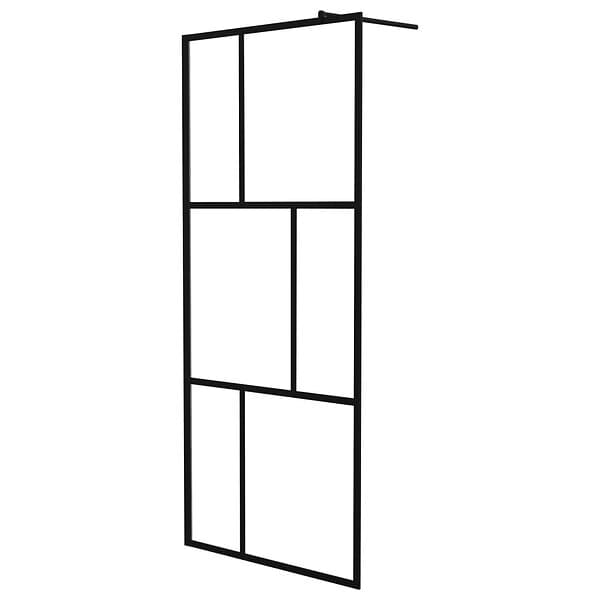 vidaXL Duschvägg till duschkabin härdat glas svart 90x195 cm 149153