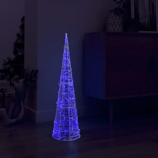 vidaXL Ljuskon LED pyramid akryl blå 90 cm 329803