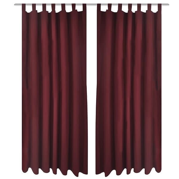 vidaXL 2-pack gardiner med öglor i vinröd microsatin 140 x 225 cm 130363