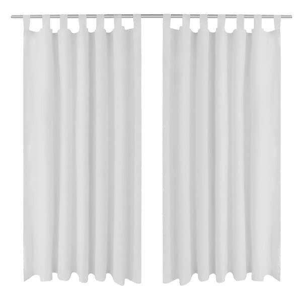 vidaXL 2-pack gardiner med öglor i vit microsatin 140 x 225 cm 130360