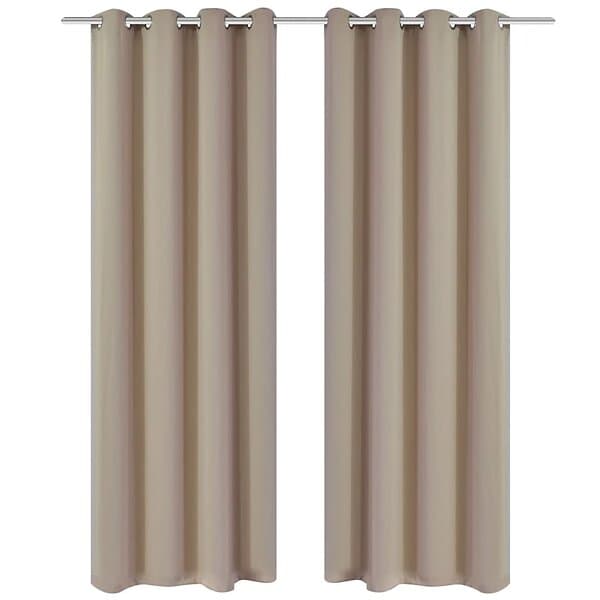 vidaXL 2-pack gräddvita mörkläggningsgardiner med metallringar 135 x 245 cm 130373