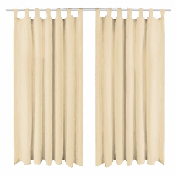 vidaXL Gardiner i microsatin 2 st med öglor 140x245 cm beige 132218