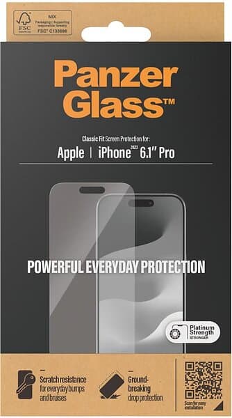 PanzerGlass™ Classic Fit Screen Protector for iPhone 15 Pro