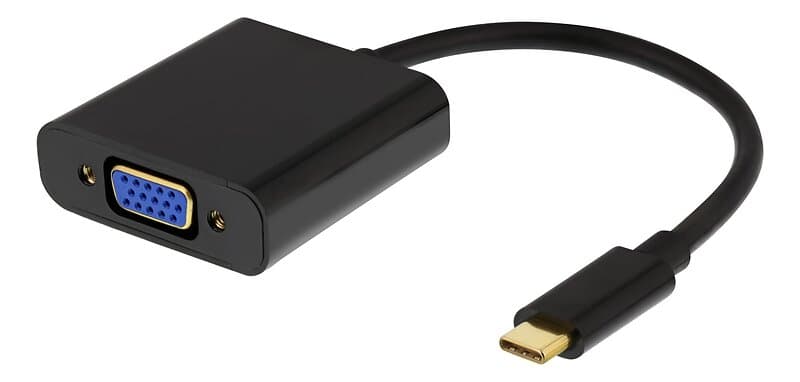 Deltaco USB-C till VGA adapter, USB typ C hane VGA hona 3.5mm USBC-VGA6