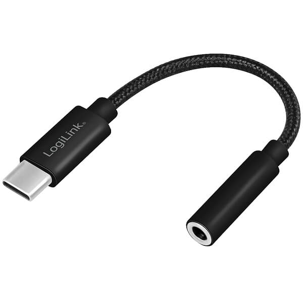 LogiLink USB-C 3.5mm-ljudadapter m DAC 13cm nylonkabel UA0398