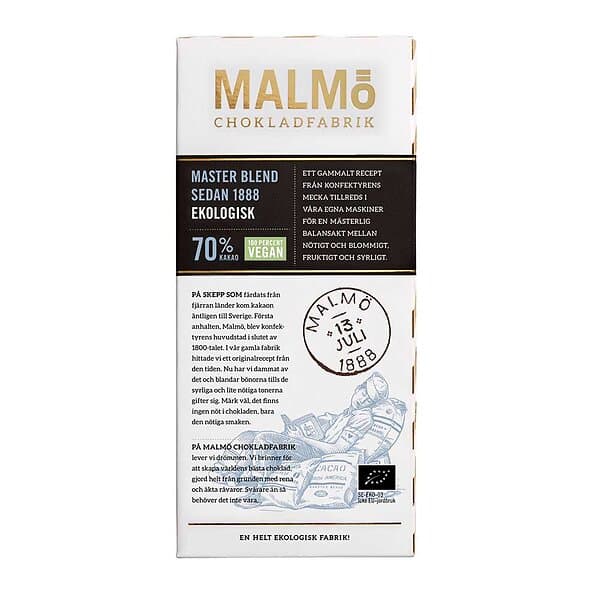 Malmö Chokladfabrik Master Blend 70% Ekologisk Choklad Från 80 g