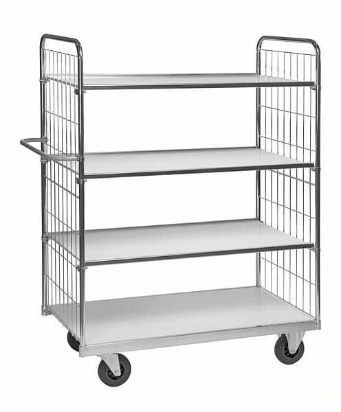 Kongamek Plockvagn KM9000-4XL Serie 9000 1790x650x1695mm, 300kg, Elförzinkad/Vit, Massivgummihjul, 2 fast 2 länk med broms