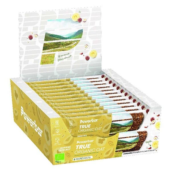 PowerBar True Organic Oat Banana Hazelnut 40g Energy Bars Box 16 Units Gul