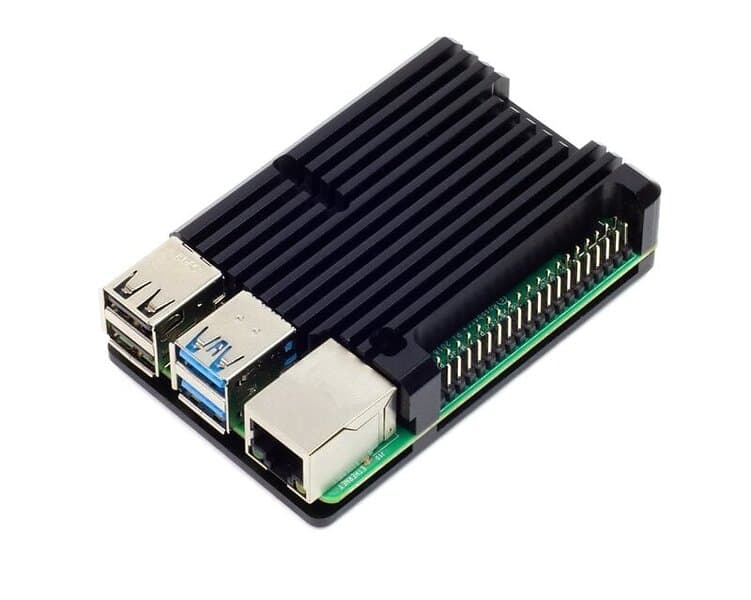 Pimoroni Aluminium Heatsink Case for Raspberry Pi 4 Svart