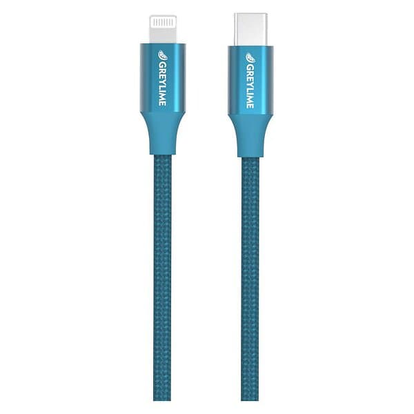 GreyLime Braided USB-C to MFI Lightning Cable Blå 2 meter